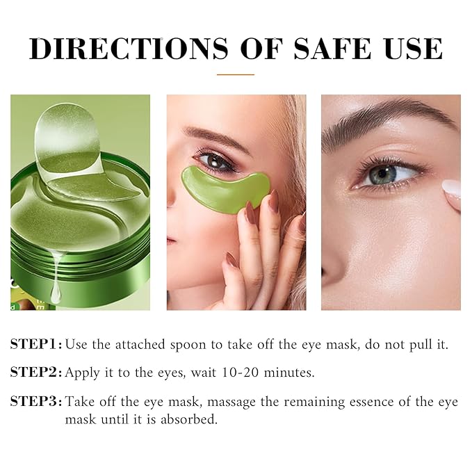Avocado Under Eye Patches(30 Pairs),Under Eye Mask for Dark Circles, Puffy Eyes,EyeBags and Fine Lines,Made with Aloe Vera, Hyaluronic Acid (Avocado)
