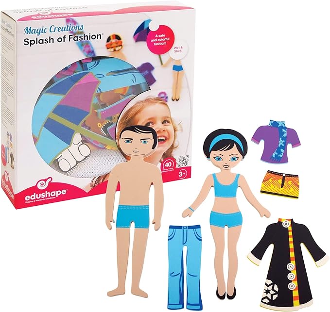 Edushape Magic Creations Foam Sticker Imaginative Bath Tub Activity Play Set, Fashion Theme