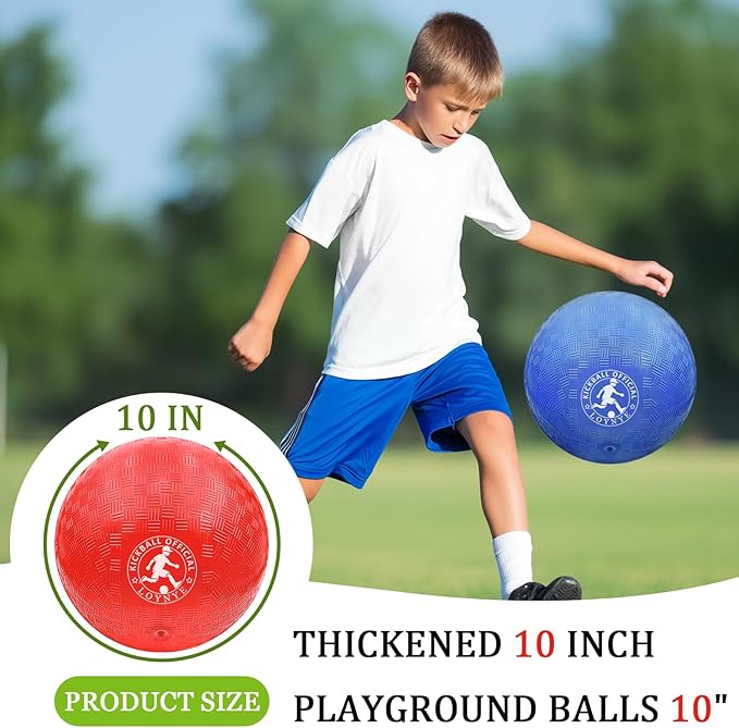10 Inch Dodgeball Balls Playground Ball Kickball, Dodge Balls for Kids, Kickballs Handball for Indoor Outdoor Games Four Square Balls, Includes Pump