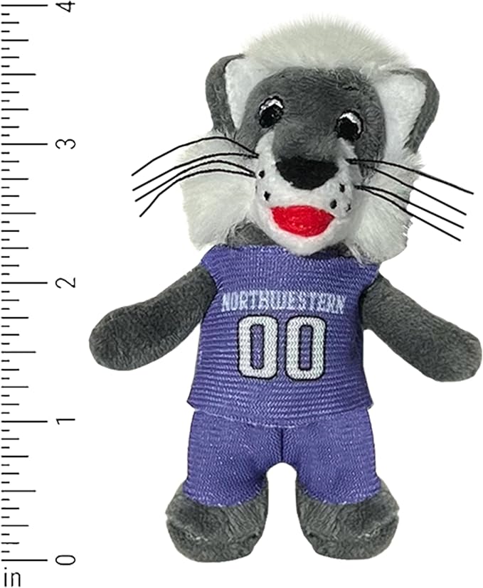 Bobbi-Dobbiez Attachable Plushie Northwestern University Willie Wildcat Mascot – Attaches to Backpacks, Bags, Shoes, Water Bottles, and More