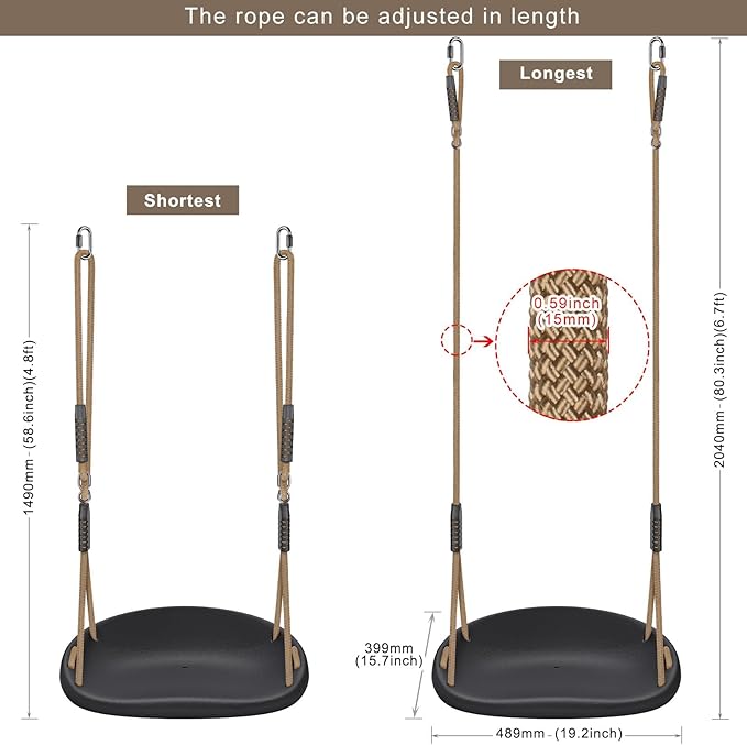 BeneLabel A-Frame Middle Swing Set Brackets, Heavy Duty Steel Swing Set Hardware with Mounting Hardware - Heavy Duty Swing Seat with Adjustable Rope and Carabiners