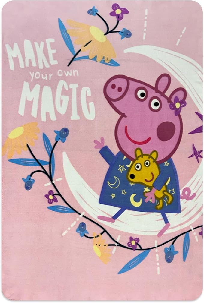 Girls Pink Fleece Soft and Cozy Throw Blanket (40" x 60) (Peppa 1)