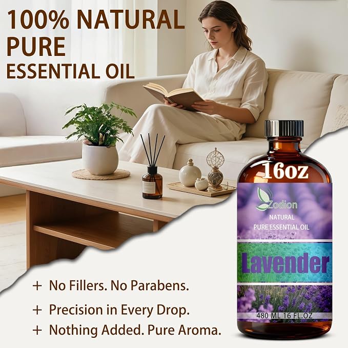 Lavender Essential Oil - Lavender Oil for Diffuser, 16 Fl Oz(480ml) | Candle Making, Soap Making, aroma, Strong Scent, Pure, Natural, Home Fragrance, Massage, Large Bottle