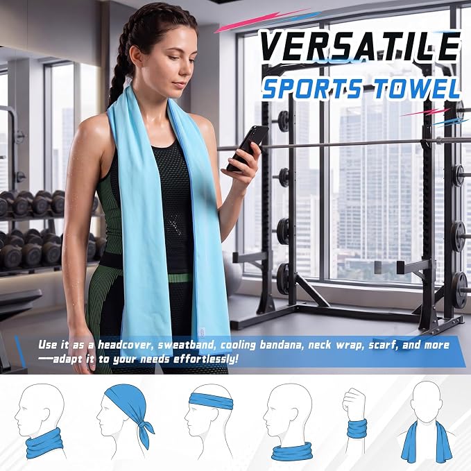 Mixweer 4 Pack Gym Microfiber Bath Towels 63"x32" Extra Large Shower Towel Lightweight Oversized Fast Drying Bathtowel for Gym Sports Travel Camping(Sky and Royal Blue, Gray, Lake Blue)