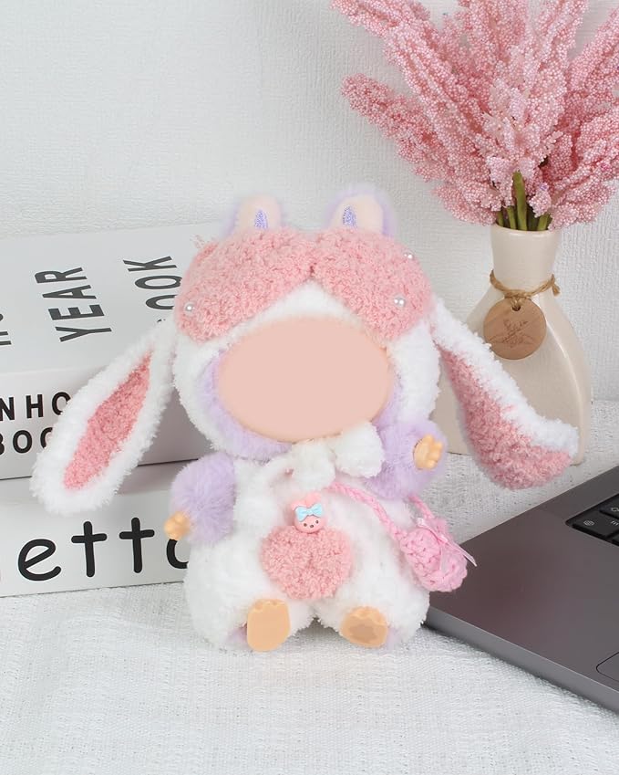 Hand-Crocheted Doll Clothes Set for 17cm Dolls - Original Cute Outfit, Handmade Crochet Accessories, Kawaii Animal Style Collectibles (Bouncy Bunny)