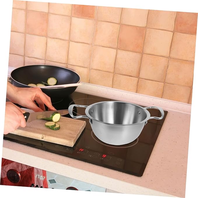 SHOWERORO Korean Ramen Noodle Pot Stainless Steel Soup Pot Dual Handles for Seafood and Pasta Cooking and Easy to Clean for Family Gatherings