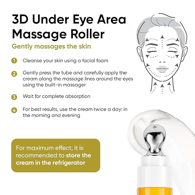 7DAYS Eye Cream Korean Skin Care with Cooling Eye Massager – Collagen Under Eye Cream for Dark Circles, Puffiness & Bags, Anti Aging, Firming & Tightening Eye Care | 0.6 fl oz / 18 ml