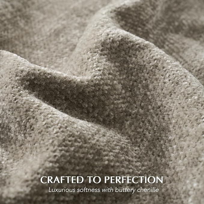 Chenille Knit Queen Blanket for Bed, 90"x90", Taupe | Super Soft Knit Throw with Tassels, Cozy, Decorative Farmhouse Plaid, Lightweight Blanket Queen Size for Couch Sofa Gift