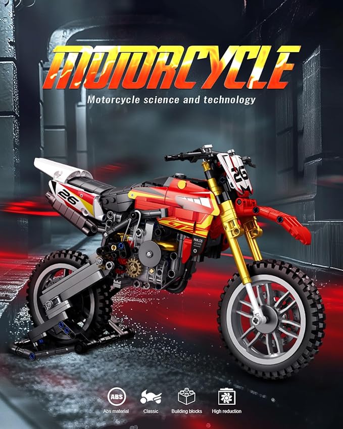 dOvOb Motorcycle YZ450 Model Building Blocks Set, 735 Pieces Bricks, MOC Racing Motorbike Toys as Gift for Kids or Adult