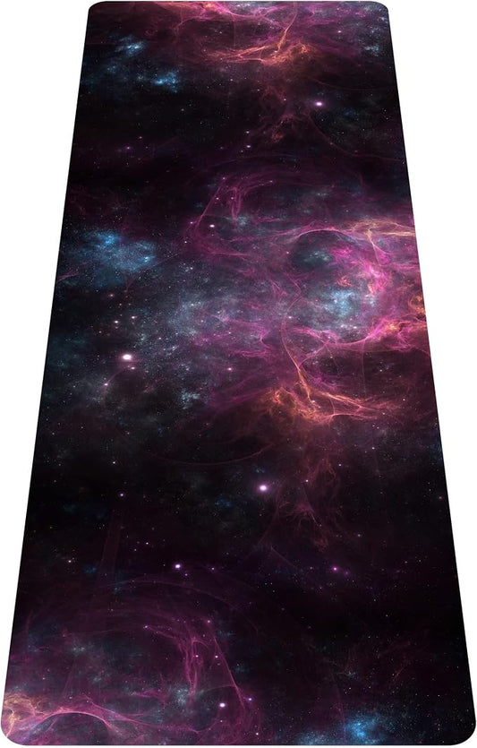 nuveti Printed Travel Yoga Mat-1/16 Inch Thick Non Slip Fitness Workout Mat with Carrying Bag, Foldable Lightweight Suede & Natural Rubber Yoga Mat for Yoga Pilates and Fitness 72" L x 24" W x 1.5mm