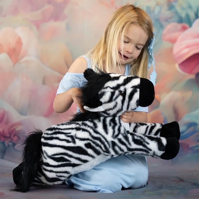 Tezituor 5-in-1 Zebra Stuffed Animals Family Set, 25 inch Realistic Mommy Stuffed Zebra with 4 Cute Babies, Large Black and White Horse Plush Pillow for Boys Girls