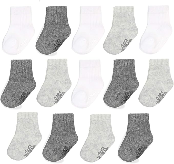 Fruit of the Loom Baby & Toddler Grow & Fit Flex Zones Cotton Stretch Socks - Unisex, Girls, Boys