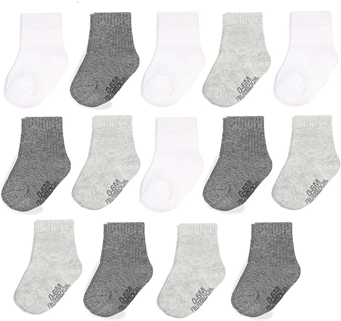Fruit of the Loom Baby & Toddler Grow & Fit Flex Zones Cotton Stretch Socks - Unisex, Girls, Boys