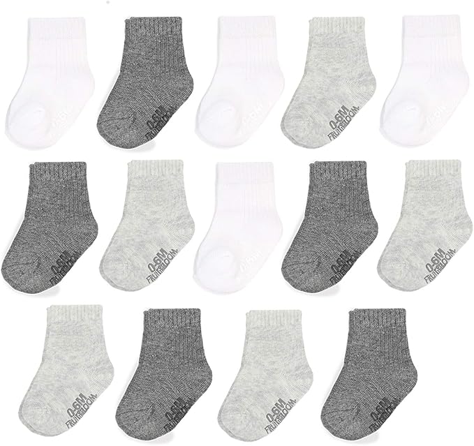 Fruit of the Loom Baby & Toddler Grow & Fit Flex Zones Cotton Stretch Socks - Unisex, Girls, Boys