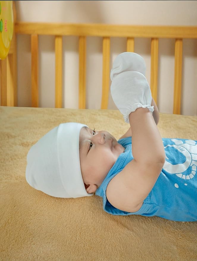 RATIVE Baby Mittens Newborn No Scratch Gloves, Organic Cotton Infant Mittens for Baby Boy & Girl, 0-6 Months