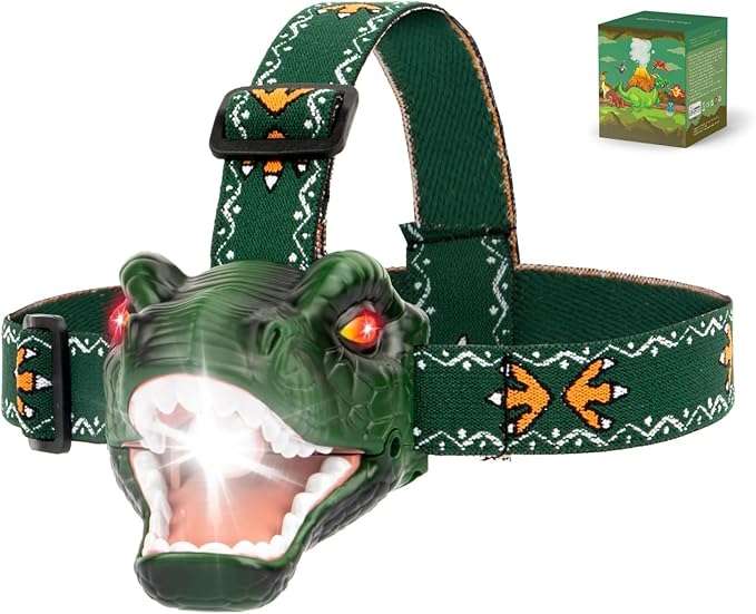LED Dinosaur Headlamp for Kids, Children's Toy Flashlight T-Rex Dinosaur Toys for Age 3 4 5 6 7 8 9 Years Old Kids, Camping Hiking Gear for Boys Girls