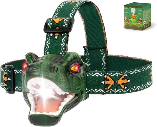 LED Dinosaur Headlamp for Kids, Children's Toy Flashlight T-Rex Dinosaur Toys for Age 3 4 5 6 7 8 9 Years Old Kids, Camping Hiking Gear for Boys Girls