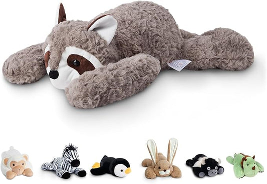 Niuniu Daddy 20" | 3.3 Pound Weighted Stuffed Animals for Kids, Fluffy Raccoon Sensory Plush Animal Toy for Sleeping Hugging, Cute Raccoon Weighted Pillow for Birthday Holiday Easter as Gifts Presents