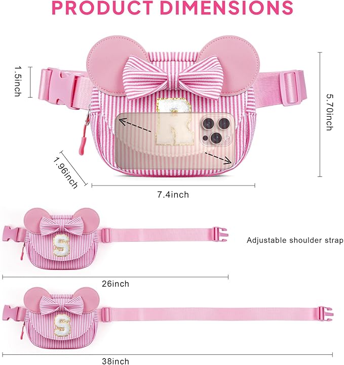 QLOVEA Daughter Gifts - Birthday Gifts for 3 4 5 6 7 8 9 10 11 12 13 Year Old Girls, Initial Fanny Pack Crossbody Bag Belt Bag Purse for Teen Girls Bean Pink C