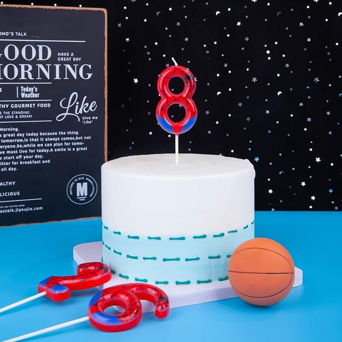 PHD CAKE 2.76 Inch Number 8 Spider Birthday Candles, Spider Cartoon Themed Number Candles, Cake Number Candles, Party Celebration