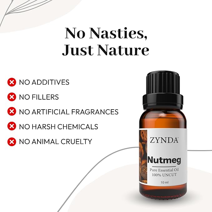 Nutmeg Essential Oil – 100% Pure & Natural Aromatherapy Oils | Warm & Spicy Comforting Body Oils | Organic Nutmeg Oil for Massage, Relaxation & Invigorating Wellness – 10ml