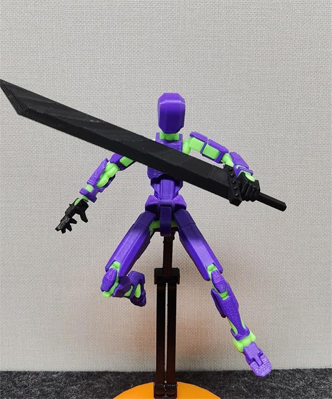 T13 (Assembly Completed) 3D Printed Action Figure,Dummy 13 Robot Action Figure, T13 Collectible Action Figure Articulated, for Collectors Desktop Decorations, muñeco de acción (Purple Green)