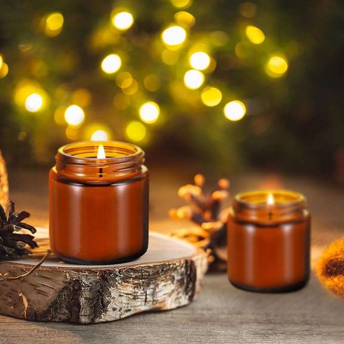 Yexiya 50 Pcs Wedding Mini Mason Jar Candles 3.5oz Scented Small Jars Candles in Bulk 10 Fragrances Relief Aromatherapy Gifts Set for Engagement Birthday Bridal Baby Shower Party Favors(Brown)