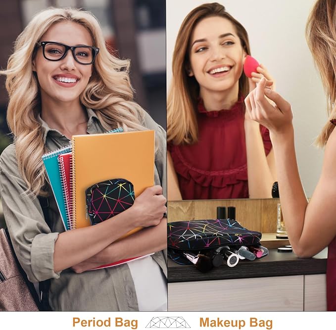 Likesing Period Bag for Teen Girls, Leather Sanitary Napkin Storage Bag, Portable Menstrual Pad Bag Period Pads Pouch, Small Make Up Bags