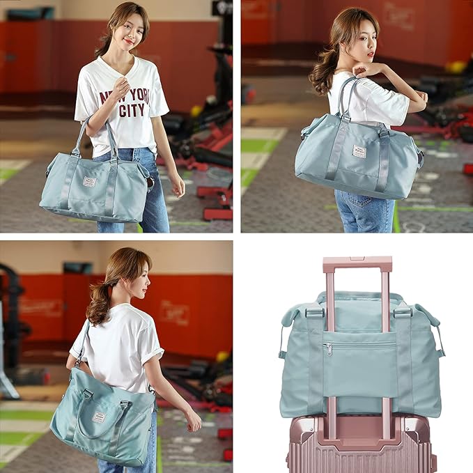 Travel Duffel Bag, Carry On Overnight Weekender Bags for Women | Travel Bag with Wet Pocket & Trolley Sleeve, For Spirit Airlines 18x14x8 Personal Item Bag