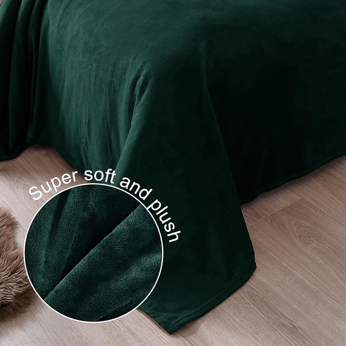 Exclusivo Mezcla Soft Fleece Blanket Cal King Size for Bed, Forest Green | 120x120 Inches, Double-Sided Brushed Flannel, Lightweight Plush Cozy Blanket for Home Decor, All Season, Machine Washable