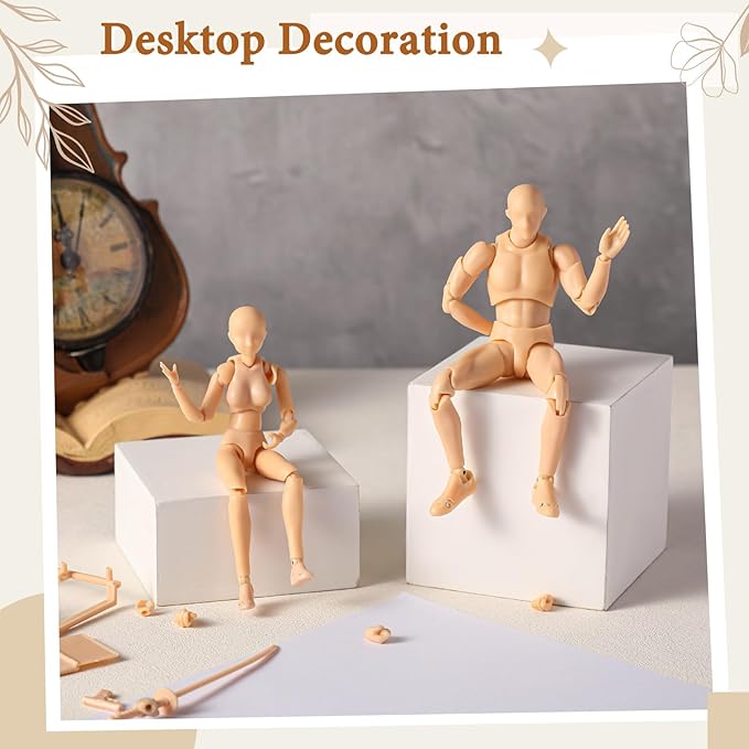 Yookeer Body Set, Drawing Action Figures Female and Male PVC Drawing Doll Human Model Figure with Joints for Artists(Flesh Color)