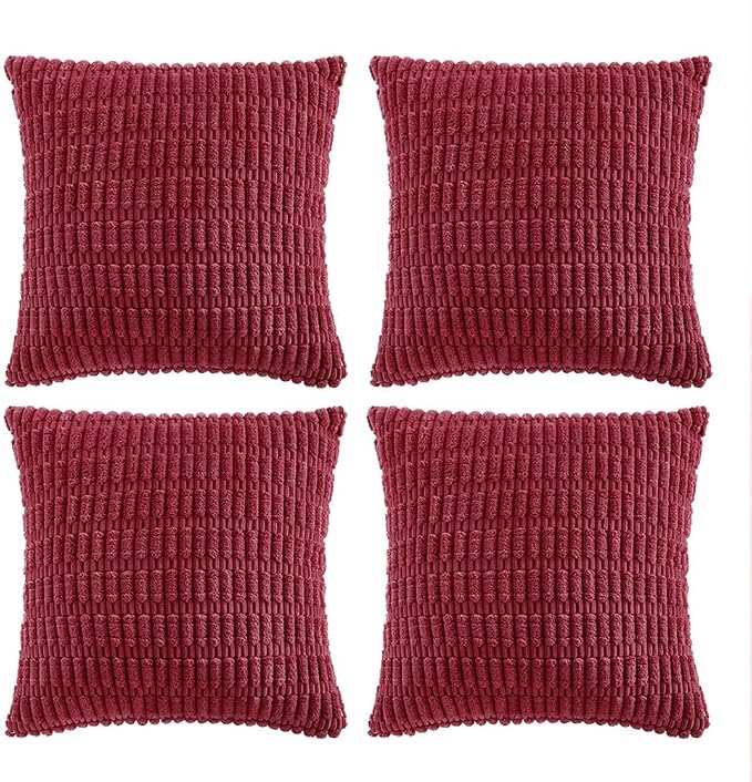 Fancy Homi 4 Packs Decorative Throw Pillow Covers for Living Room Couch Bed, Modern Farmhouse Boho Home Décor Accent Cushion Case, 26" x 26", Burgundy