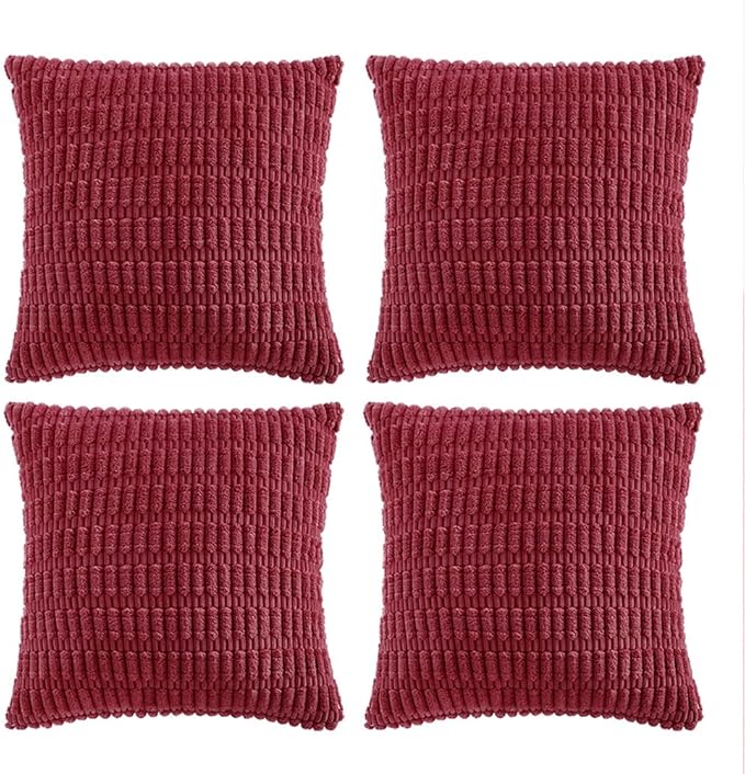 Fancy Homi 4 Packs Decorative Throw Pillow Covers for Living Room Couch Bed, Modern Farmhouse Boho Home Décor Accent Cushion Case, 24" x 24", Burgundy