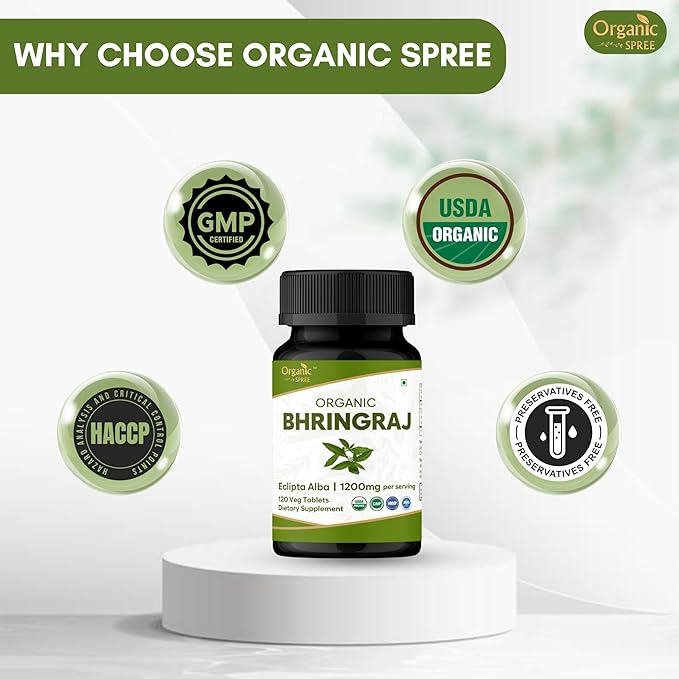 Bhringraj 120 Tablets | Eclipta Alba (Bhringraj) | USDA Organic Certified | Ayurvedic Hair Care* | Organic and Natural 120tab - Pack of 2