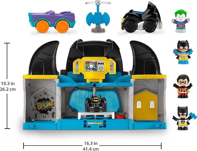 DC Super Friends Fisher-Price Little People Toddler Toy Deluxe Batcave Playset with Batman Figure for Pretend Play Ages 18+ Months (Amazon Exclusive)