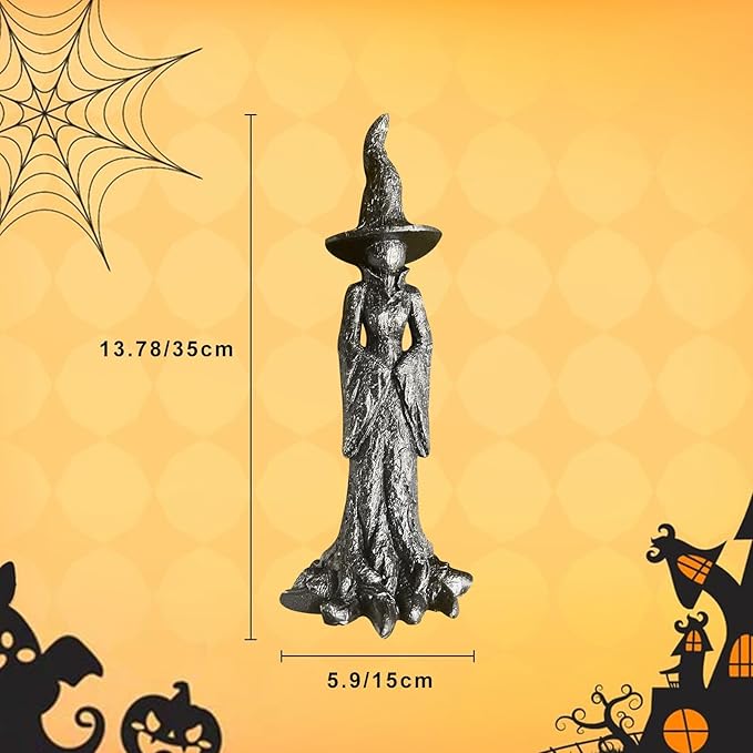 Witch Statue Resin Crafted Desktop Ornament Home Decoration Retro Magician Mysterious Curse Theme Statues Figurine Halloween Festival Decoration