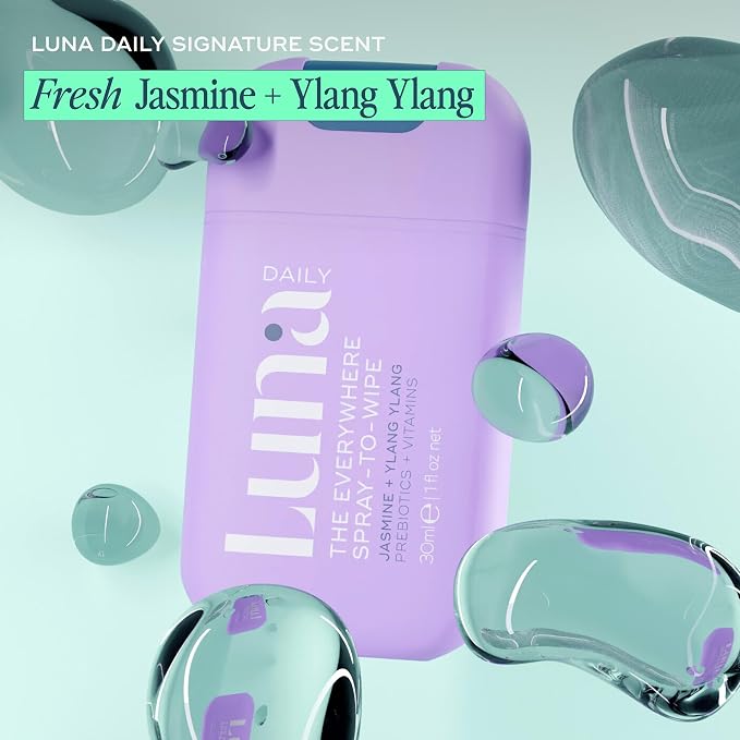 Luna Daily Spray to Wipe - Trio | Hydrating, Fragrance-Free & Original Feminine Mist | pH-Balanced, Natural Prebiotic Spray with Lactic Acid | Vegan, Plant-Based | Travel Set - 3 x 1 oz (30ml)