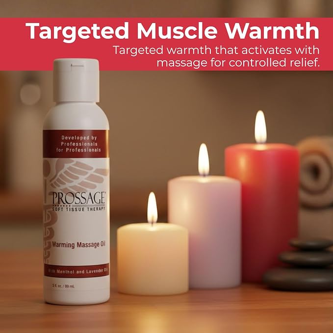 Prossage Heat Warming Relief Massage Oil for Therapuetic Massages, Deep Tissue Massages, and Aromatherapy, Topical Reliever, 3 Ounce Bottle