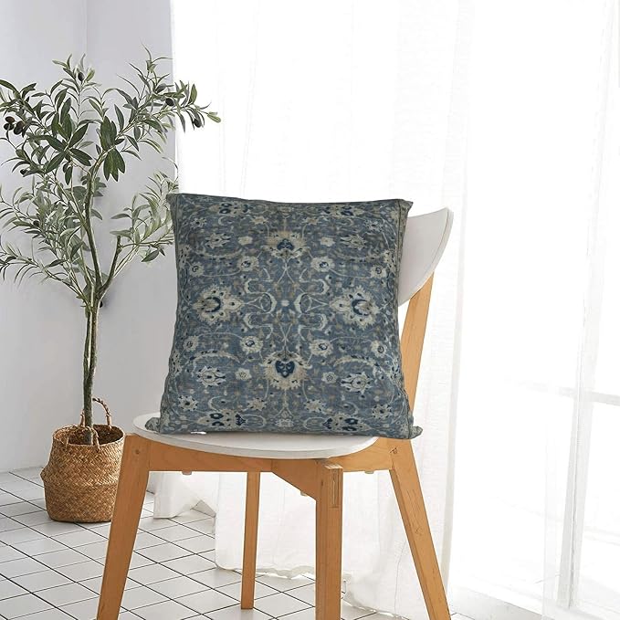 Antique Turkish Hereke Rug Print Pillow Covers Decorative Square Throw Pillowcase 18x18 Inch Couch Cushion Cover for Home Decor Living Room Bedroom College Dorm Bed Car Sofa