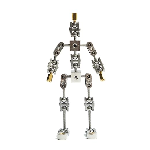 Studio Stop Motion Armature Kit - Feet Tie Down DIY Metal Puppet Figure Skeletons Easy Assembly for Animation Character Design & Creative Fun, Perfect for Stop Motion Animation (Silver, 4.5in)