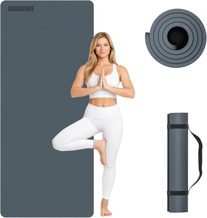 10 mm Yoga Mat 72"x26" TPE Non-Slip Exercise Mat 0.4" Thick, Easy-to-Carry Fitness Mat for Yoga, Pilates & Workout, Professional Mat, Made with Recyclable Material, Durable, Easy to Clean