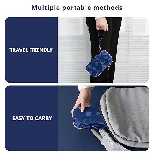 Supmay Carrying Case Compatible with WELLST·G Handheld Game for Kids -Preloaded 220 Retro Video Games, Portable Gaming Player Storage Holder Travel Bag with Mesh Pocket for USB Cable, Blue