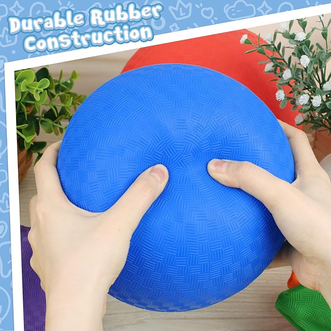 LovesTown Inflatable Playground Ball, 8.5 Inch Dodgeballs Blue Kickballs with Air Pump, for 4 Square Ball Games, Indoor & Outdoor Sports Toys