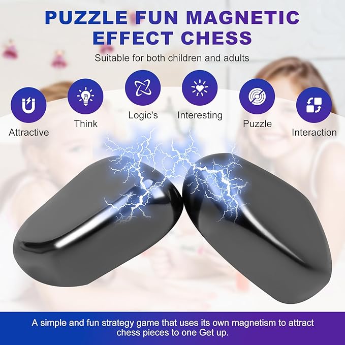 Magnet Game with 3 String, 36 Travel-Stones Magnetic Chess Game for Family & Party & Travel & Camping - Puzzle Strategy Games, Player Games for Kids & Adults (Age 9+)