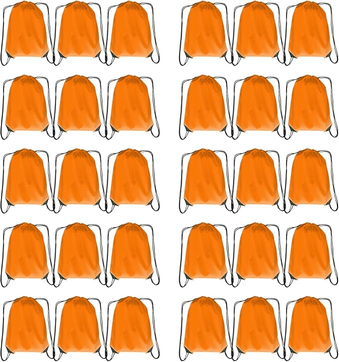 Drawstring Backpack Bulk 30 packs Draw String Backpack Bags DIY Gym Sports trip Traveling Yoga ride Pedestrianism Cinch Bag Sackpack Drawstring (orange)