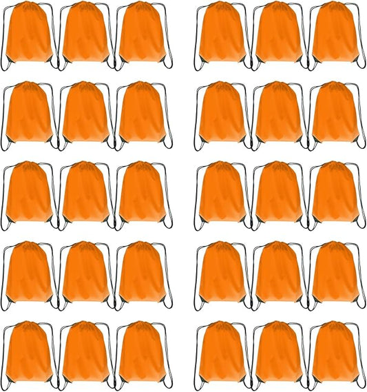 Drawstring Backpack Bulk 30 packs Draw String Backpack Bags DIY Gym Sports trip Traveling Yoga ride Pedestrianism Cinch Bag Sackpack Drawstring (orange)