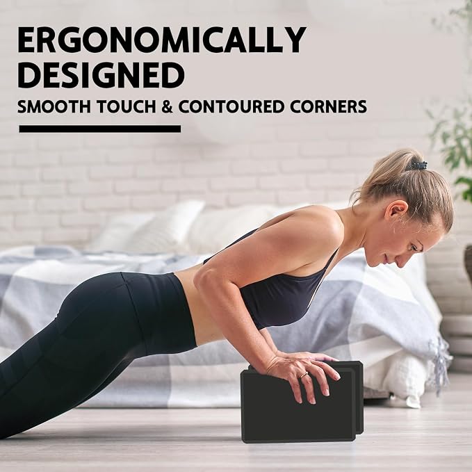 Yoga Block - Supportive Latex-Free Eva Foam - Soft Non-Slip Surface with Beveled Edges for Yoga, Pilates, Meditation - Yoga Accessories for Stability, Balance, Deepen Stretches