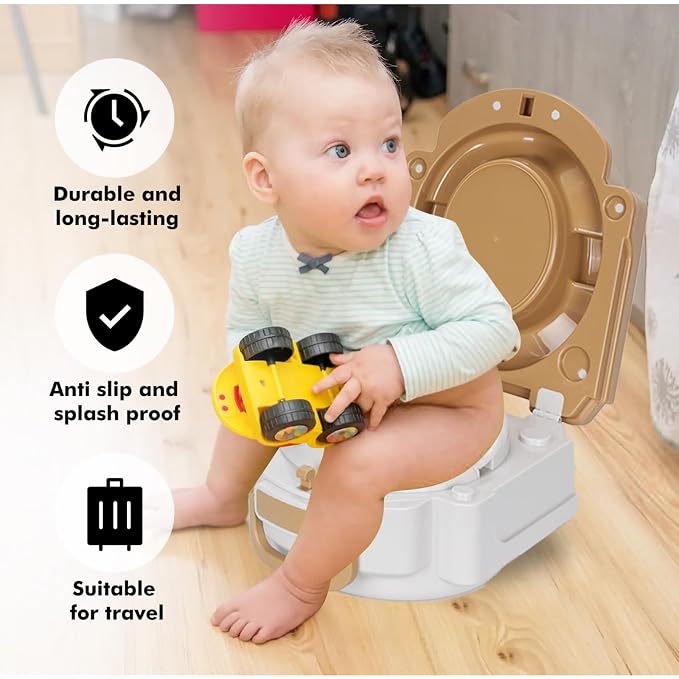 Baby Carry Potty,Portable Potty for Toddler Kids Travel,Toddler Potty Toilet, Carry Baby Potty Toddler Toilet Seat for Camping Park Outdoor,Children Car Potty (Brown)