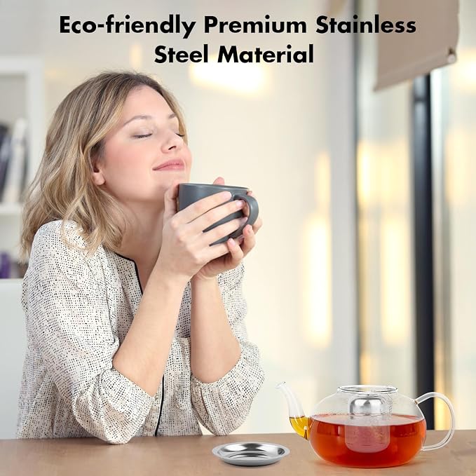 Tea Infuser for Loose Leaf Tea, Extra Fine Mesh Tea Strainers, 304 Stainless Steel & Updated Slim Threaded Lid, Loose Leaf Tea Steeper for Brew Tea, Spices, Rooibos, 2 Pcs, Small, Sliver
