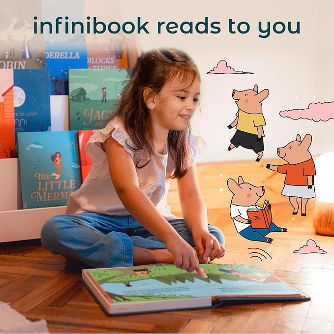 Cali’s Books The Three Little Pigs | infinibook Storytelling Toy + Reader | Read-Aloud E-Reader with Games | Recordable Interactive Storybook for Kids 3-6 | Screen-Free Educational Gift